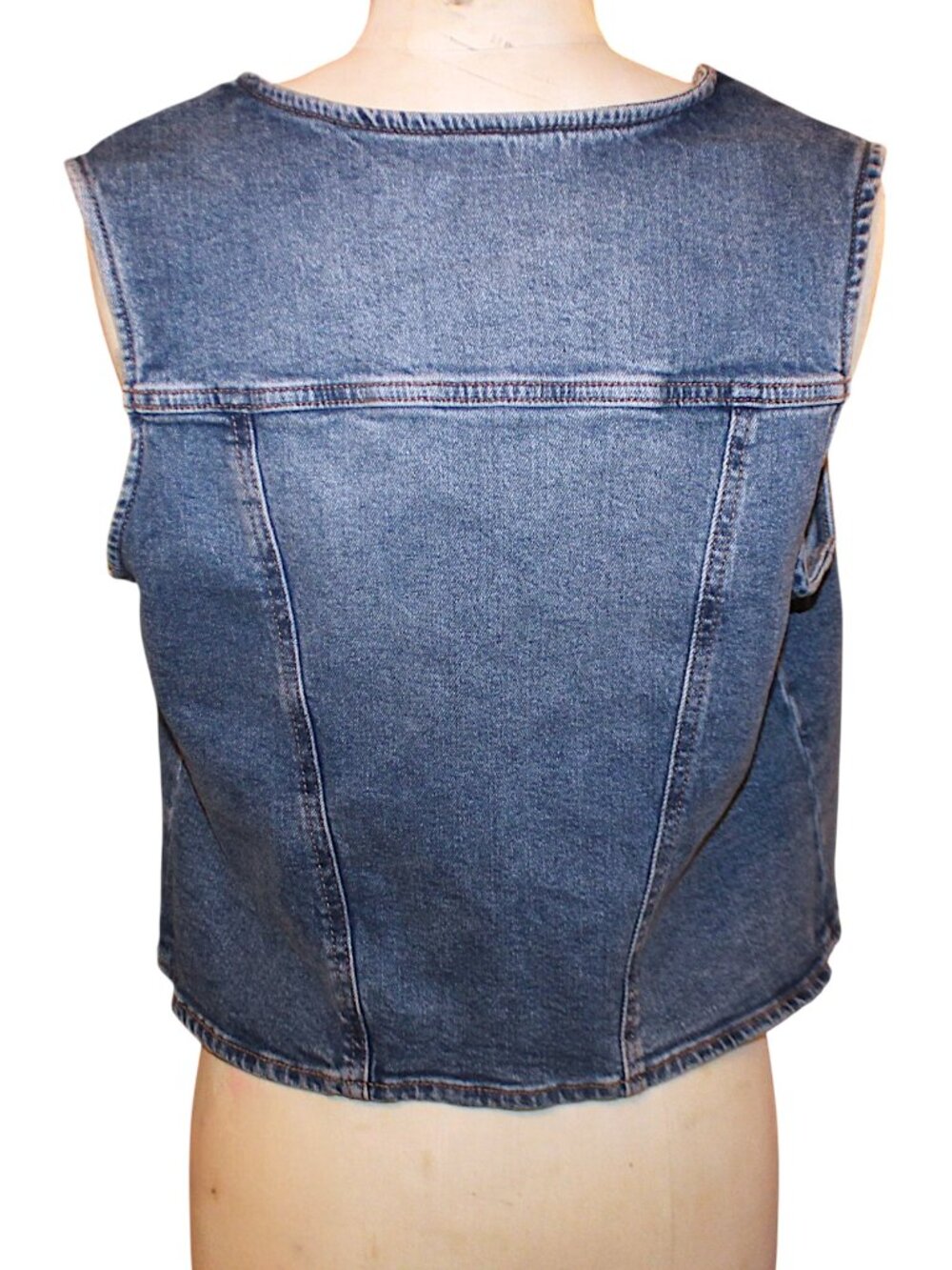 Jessica Simpson Plus Size 0X Denim Vest Medium Wash NWT - Picture 6 of 8